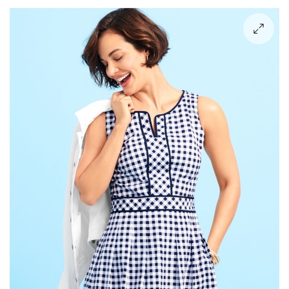 NWT Talbots Gingham Black And‎ White Fit And Flare Pockets Preppy - Picture 3 of 11